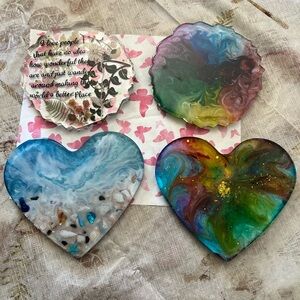 Colorful Abstract Heart and Round Art Set